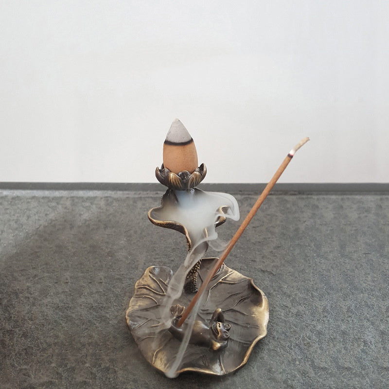 Lotus Leaf Frog Seat Incense Burner