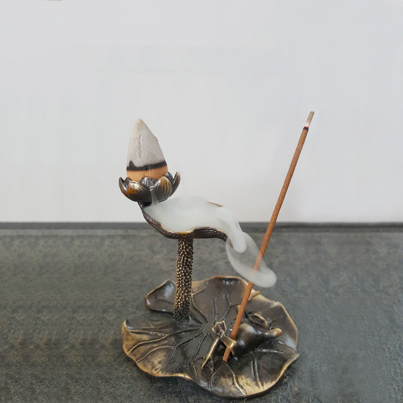 Lotus Leaf Frog Seat Incense Burner